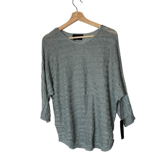 NWT Tahari Womens Mint Green 100% Linen Knit Sweater Top Size Large - Picture 1 of 8